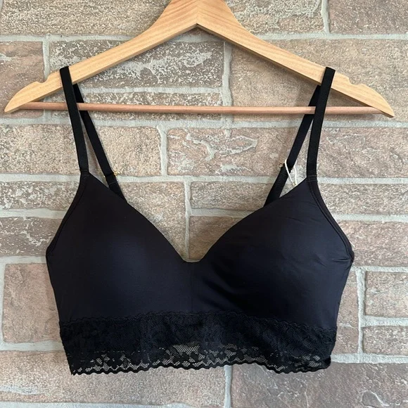 Journelle Hanky Panky Lace Molded Wireless Black Bra - Picture 4 of 10